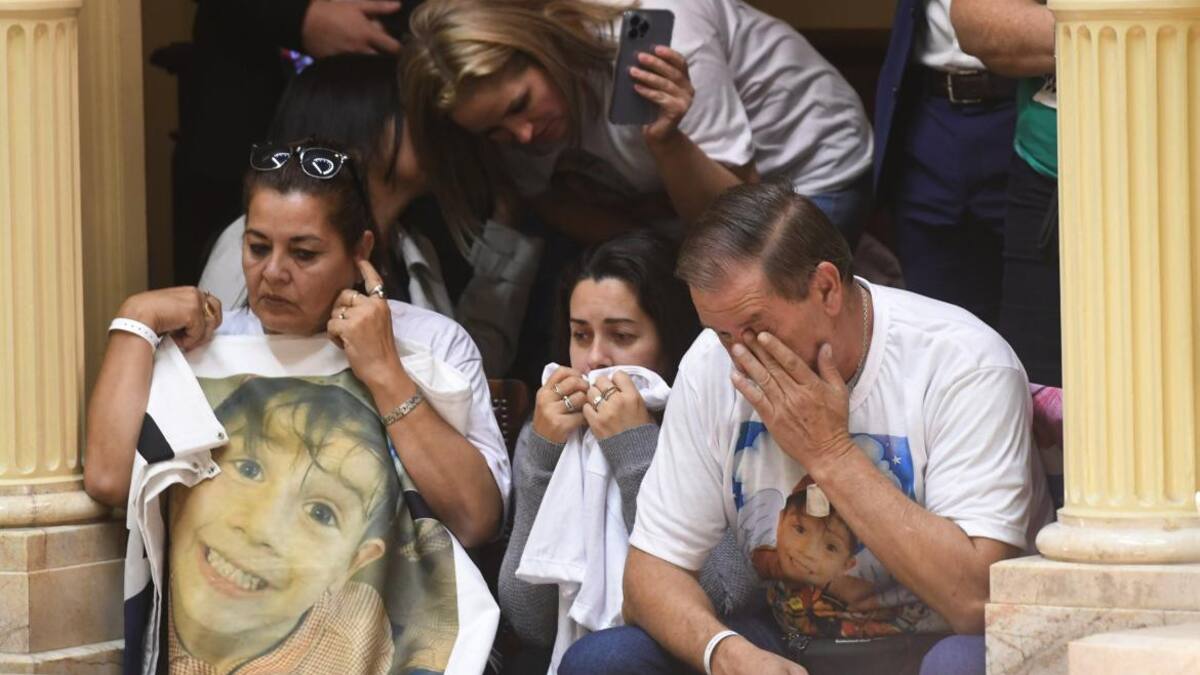 La emoción de Ramón Dupuy, el abuelo de Lucio. Foto: Télam.