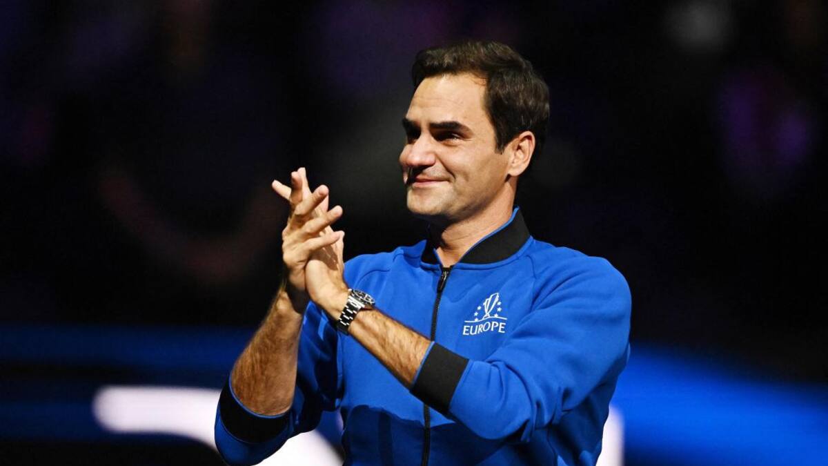 La emoción de Roger Federer en su último juego. Foto: Reuters.