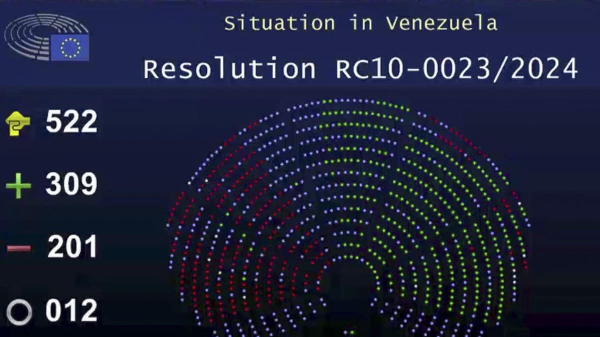 La Eurocámara reconoce a Edmundo González como presidente legítimo de Venezuela. EFE
