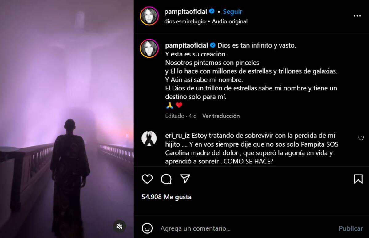 La experiencia de Pampita en el Cristo Redentor. Foto: Instagram.