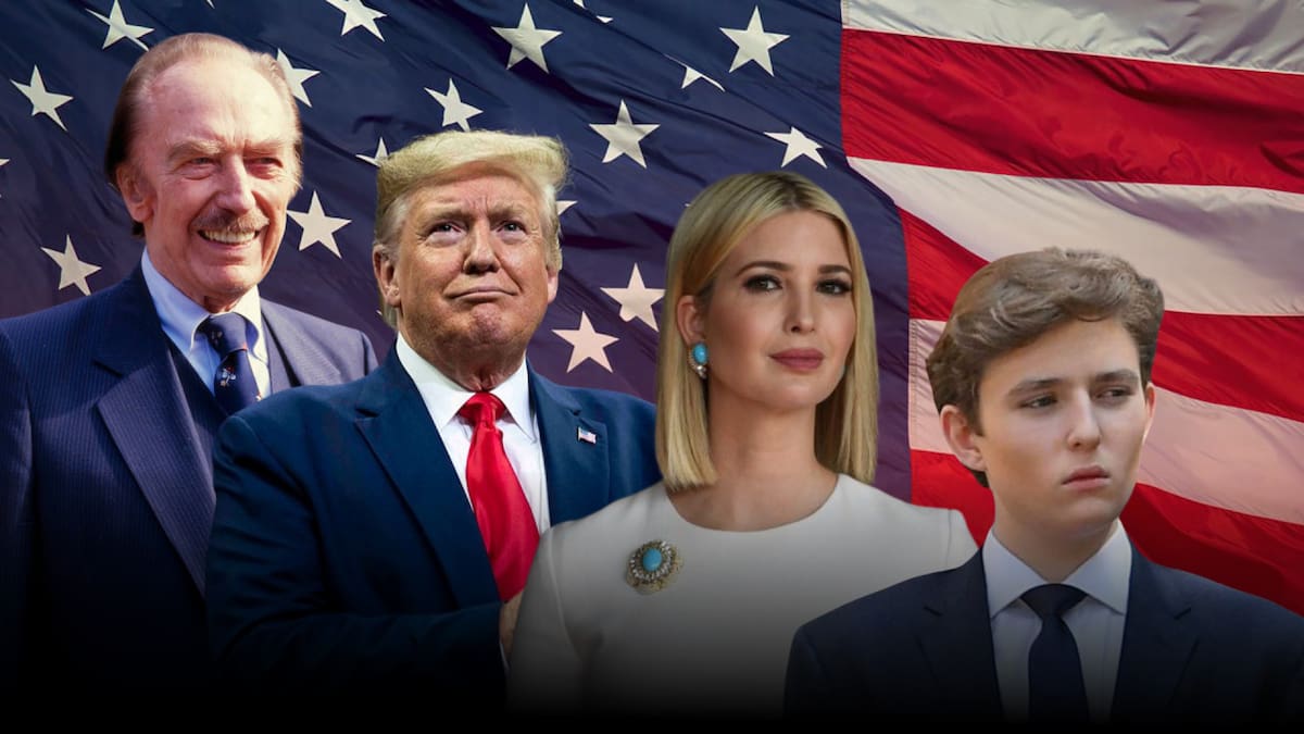 Donald Trump junto a tres de sus hijos. Foto: Reuters.