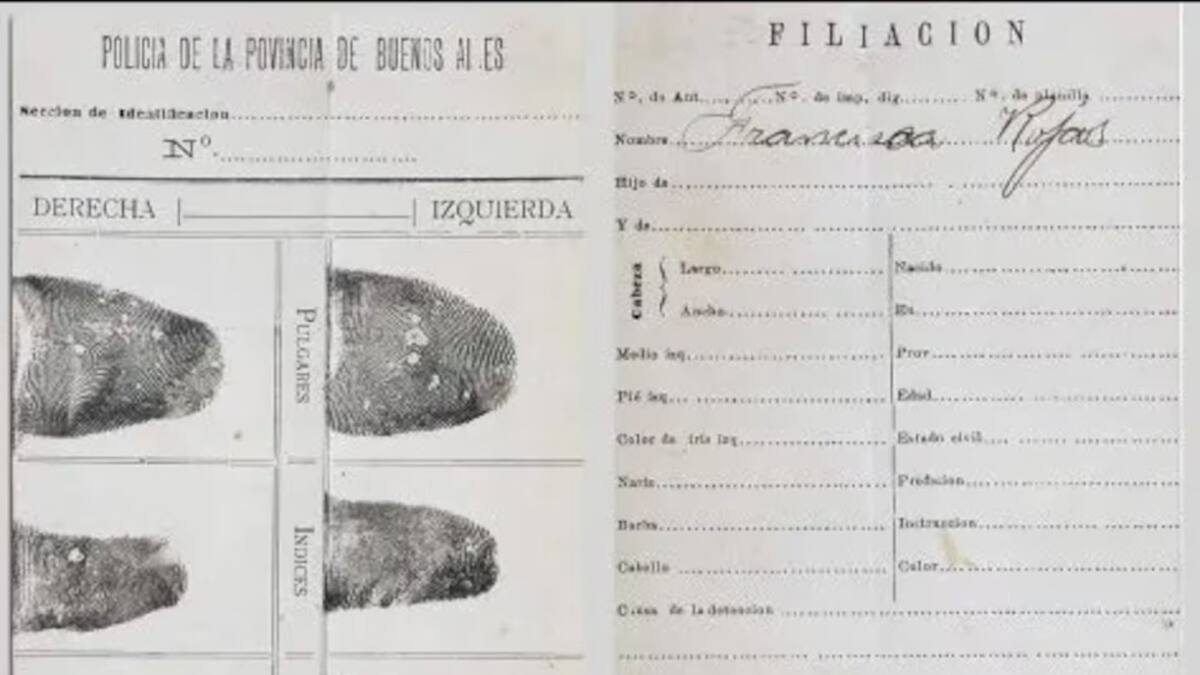 La ficha dactilar de Francisca Rojas