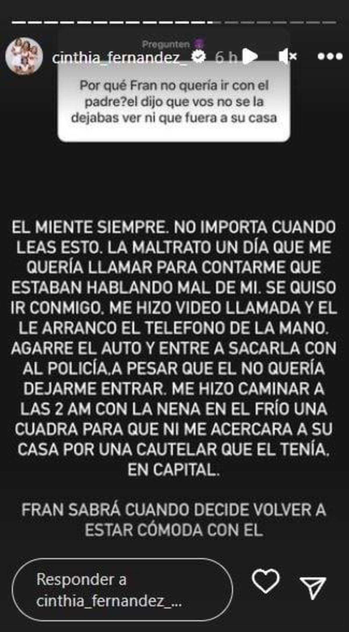 La historia de Cinthia Fernández. Foto: Instagram.