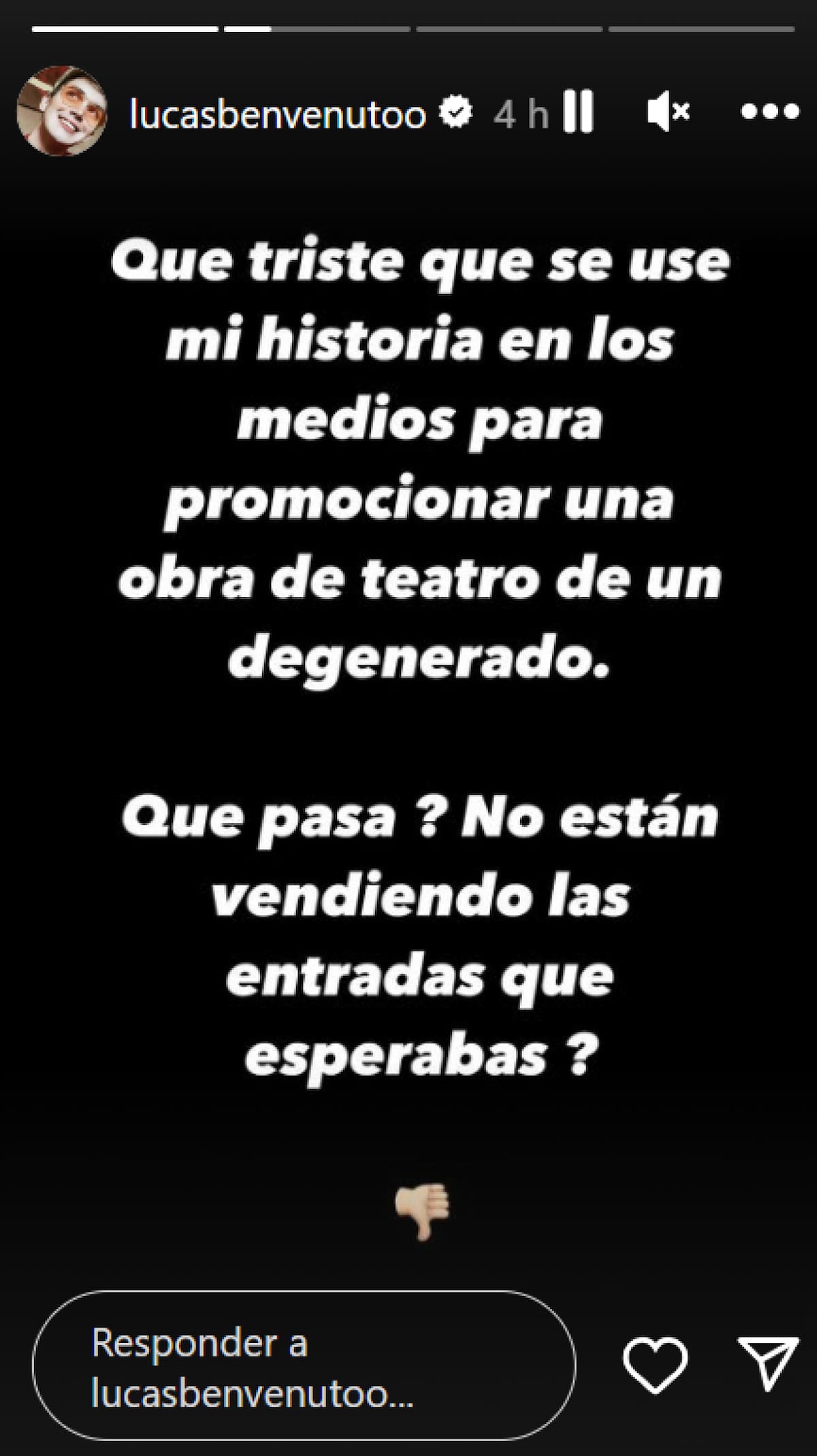 La historia de Lucas Benvenuto luego de las declaraciones de Jey Mammon. Foto: Instagram.