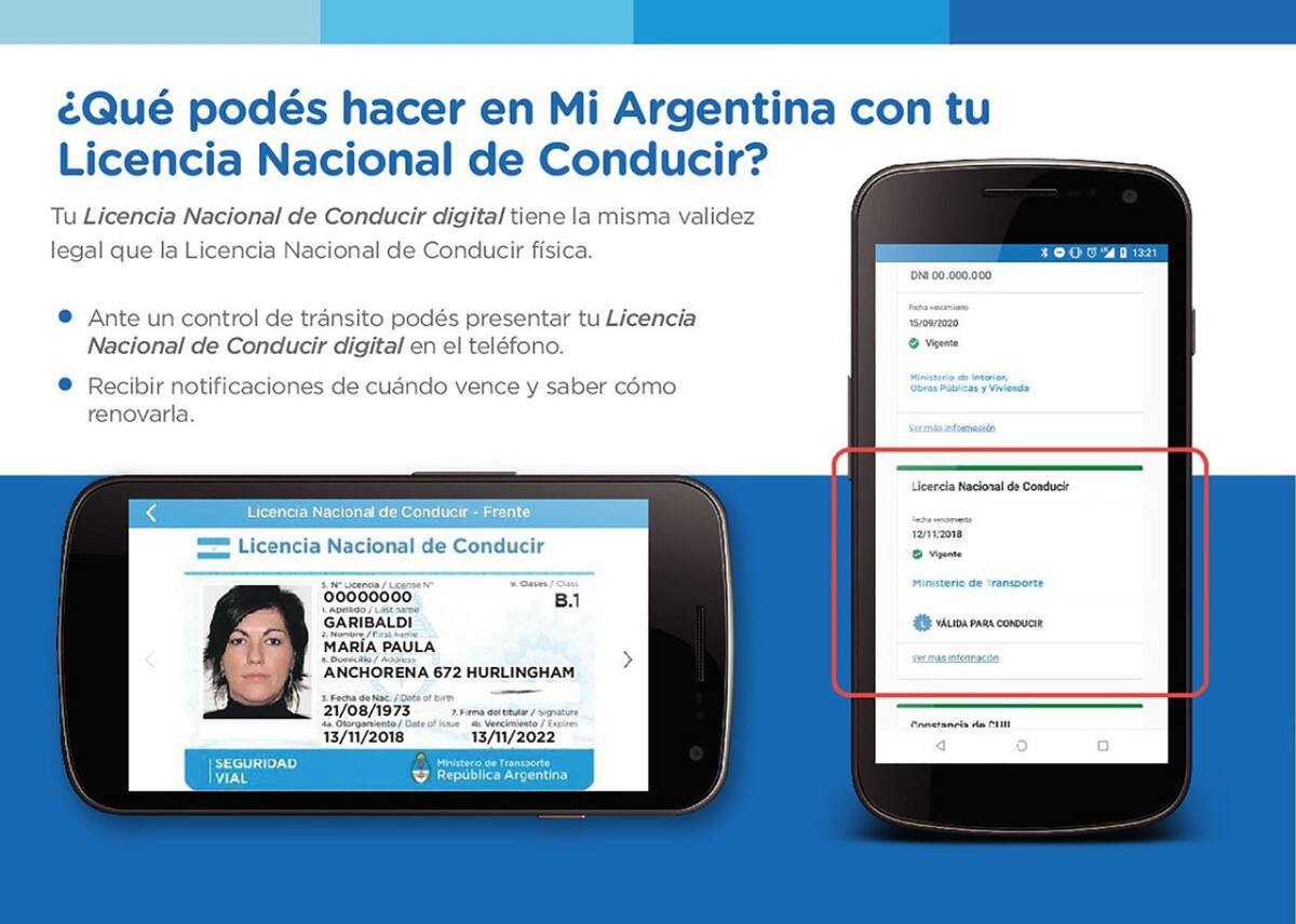 La Licencia Nacional de Conducir en la app Mi Argentina. Foto: argentina.gob.ar