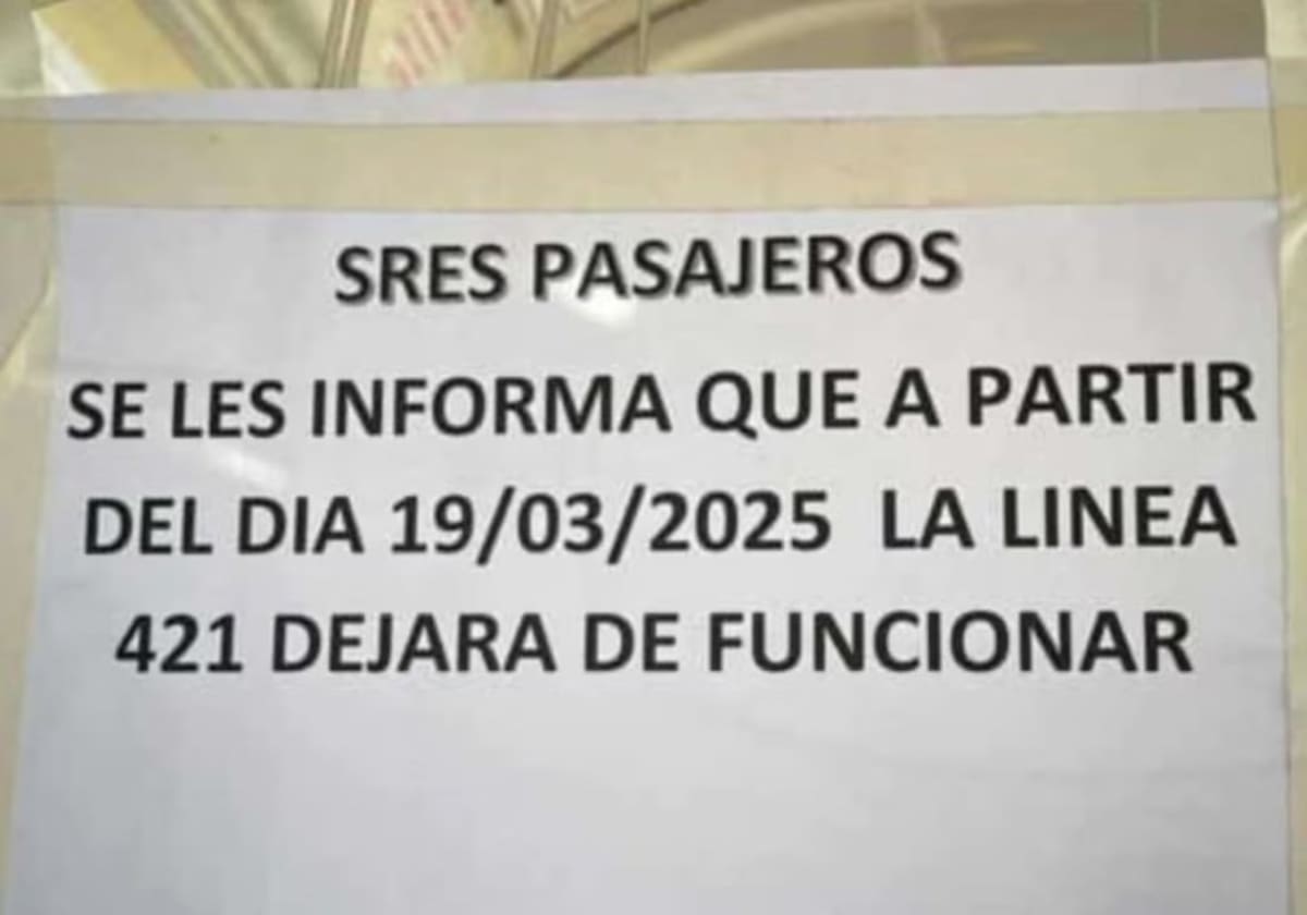 La línea 421 dejó de funcionar este miércoles 19 de marzo. Foto: X/@CiudadDeBondis