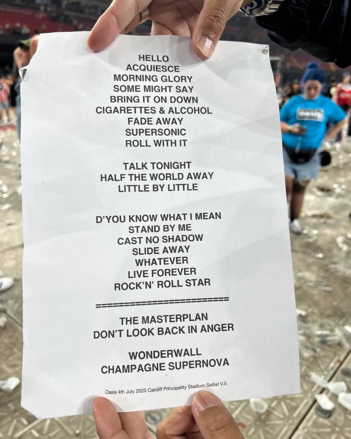 La lista de temas de Oasis en su gira "Live 25".