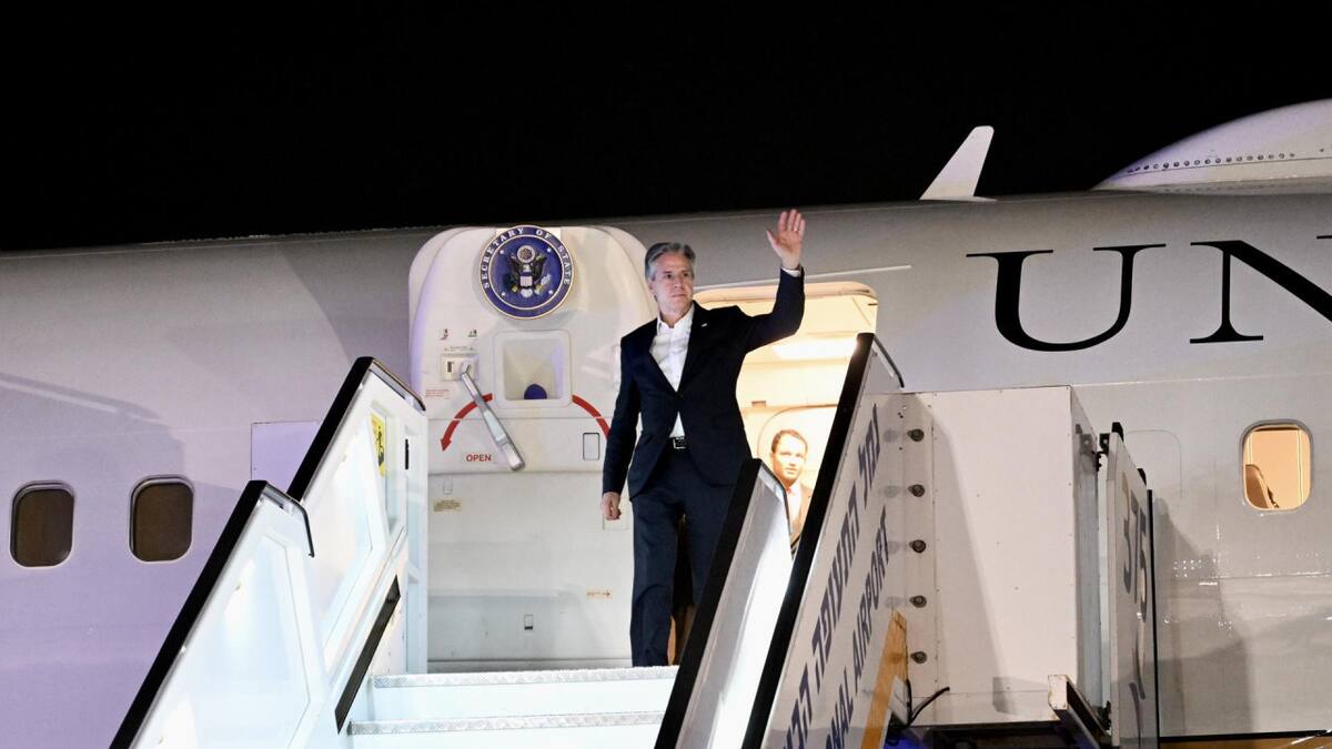 La llegada de Antony Blinken a Israel. Foto: Reuters.