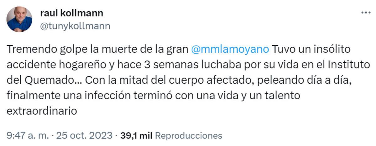 La muerte de Mariana Moyano. Foto: Twitter.