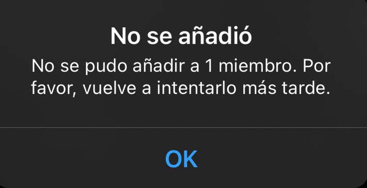 La notificación al querer agregar a un grupo a un usuario que te bloqueó. Foto: WhatsApp