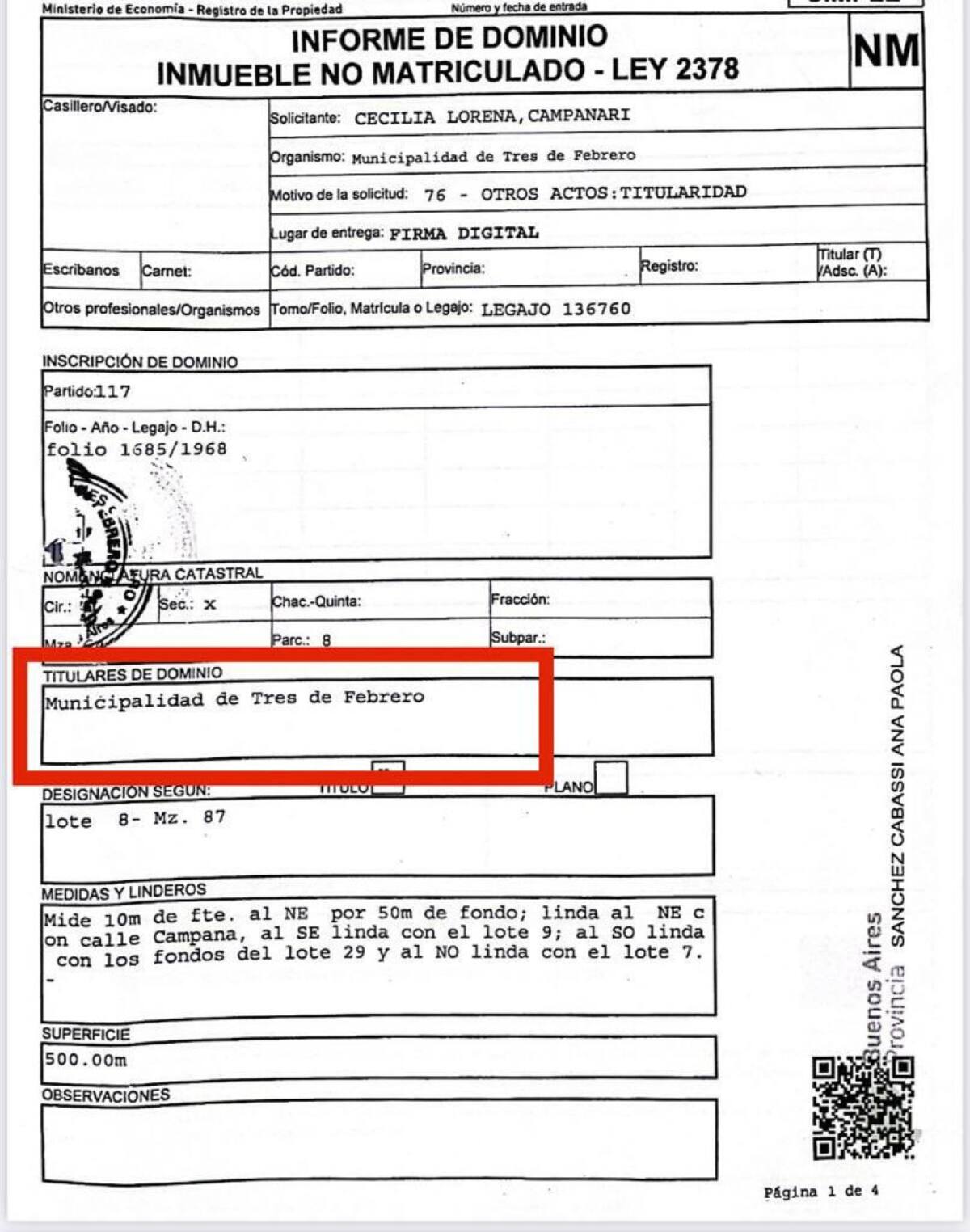 La prueba de la denuncia de Diego Valenzuela sobre la usurpación de la usurpación de una propiedad municipal en Tres de Febrero.