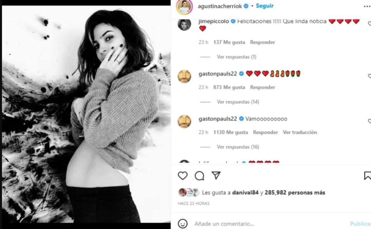 La reacción de Gastón Pauls sobre el embarazo de Cherri. Foto: Instagram/agustinacherriok