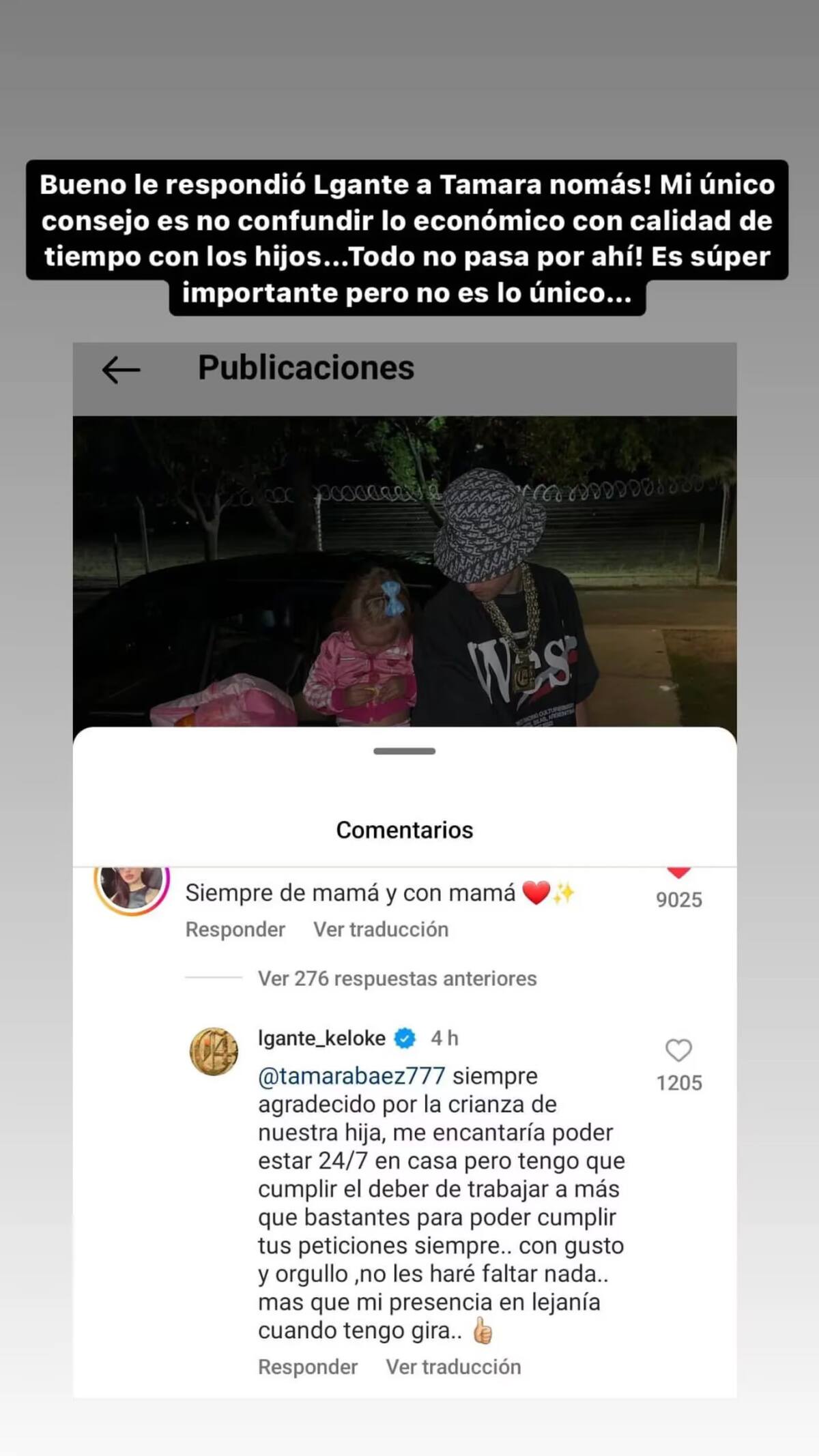 La reacción de L-Gante. Foto: Gossipeame.