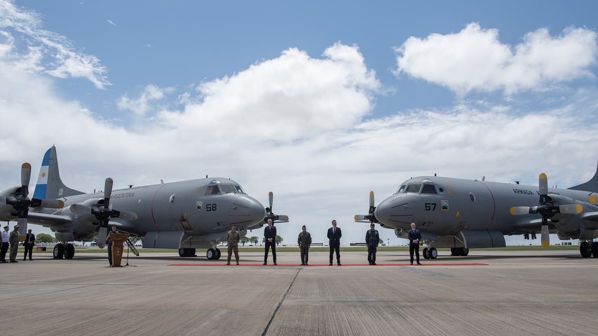 La recepción del segundo P-3C Orion se realizó en la Base Aérea Militar Aeroparque.