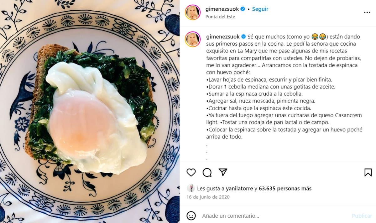 La receta favorita de Susana Giménez. Foto: Instagram.