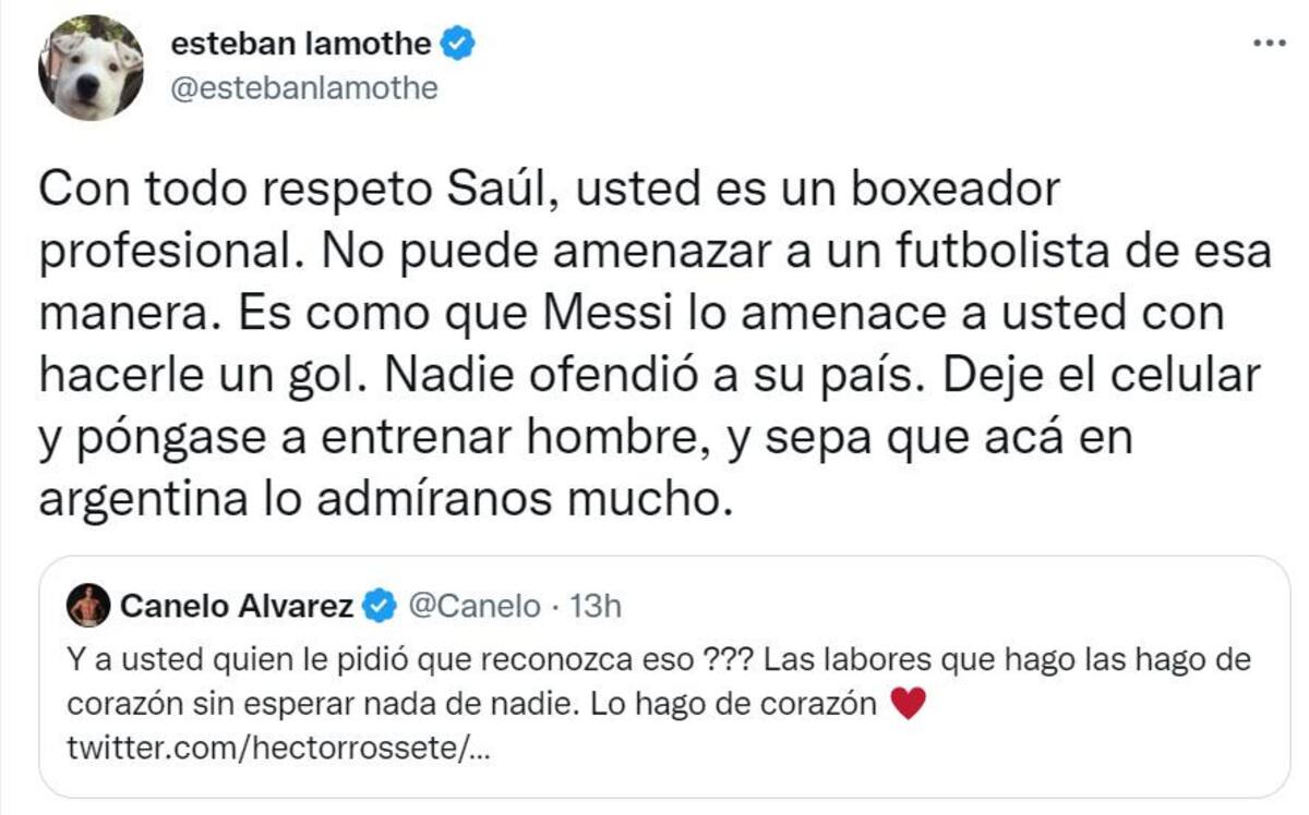 La respuesta de Esteban Lamothe. Foto: Twitter.