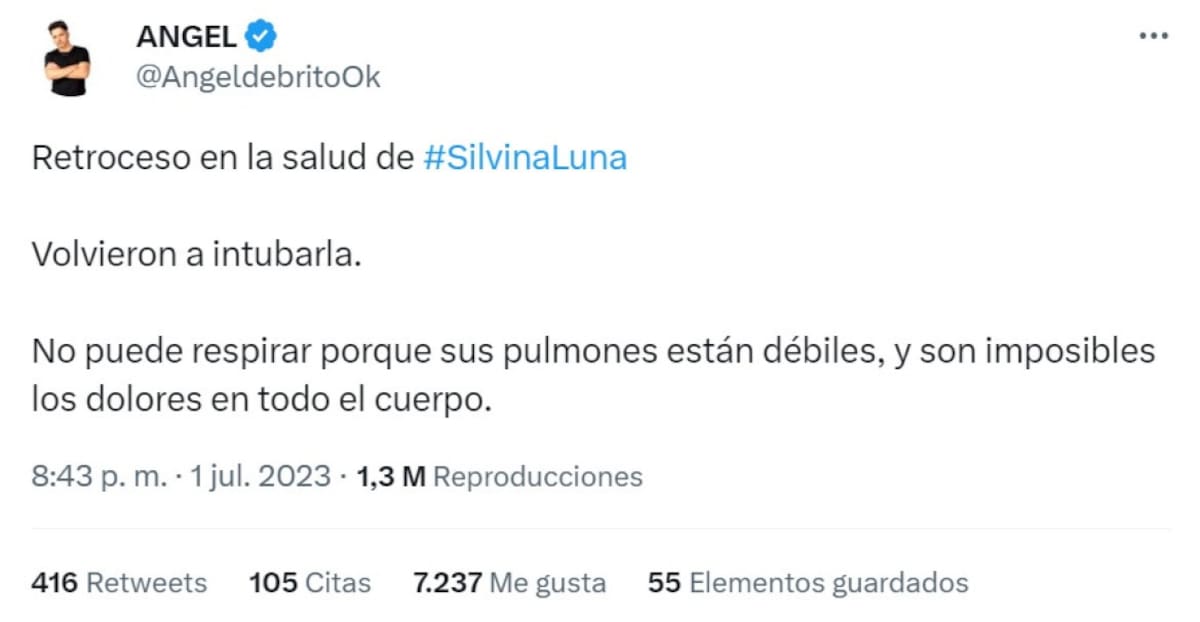La salud de Silvina Luna. Foto: captura de pantalla.