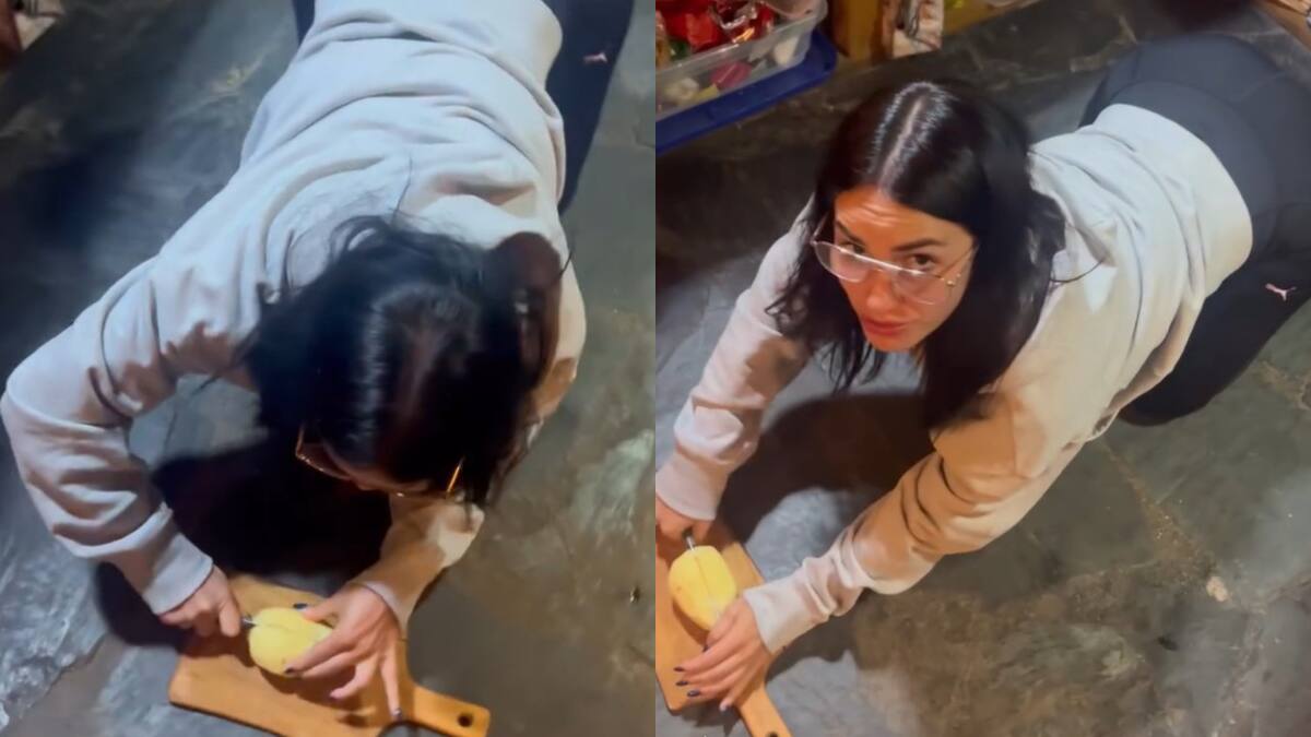 La técnica de Lali para cortar una papa. Foto: captura video.