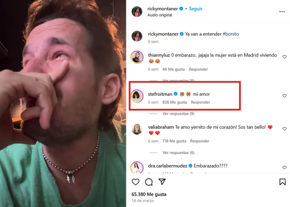 La última interacción en redes entre Stefi Roitman y Ricky Montaner. Foto: Instagram