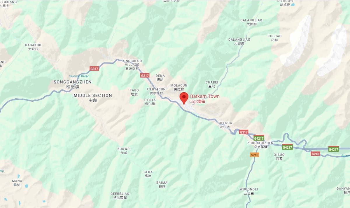 La zona del derrumbe en China.