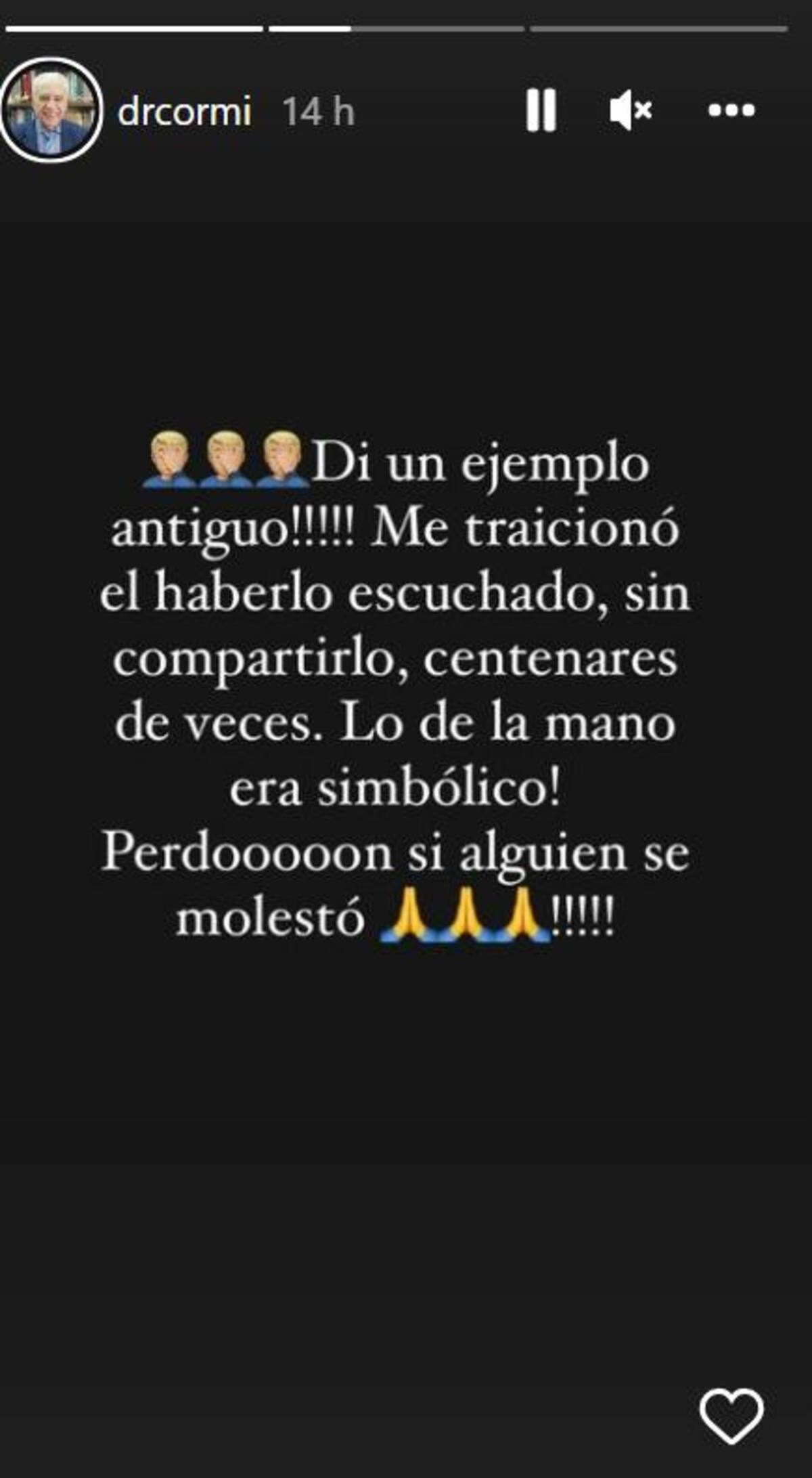 Las disculpas de Cormillot. Foto: captura Instagram/drcormi