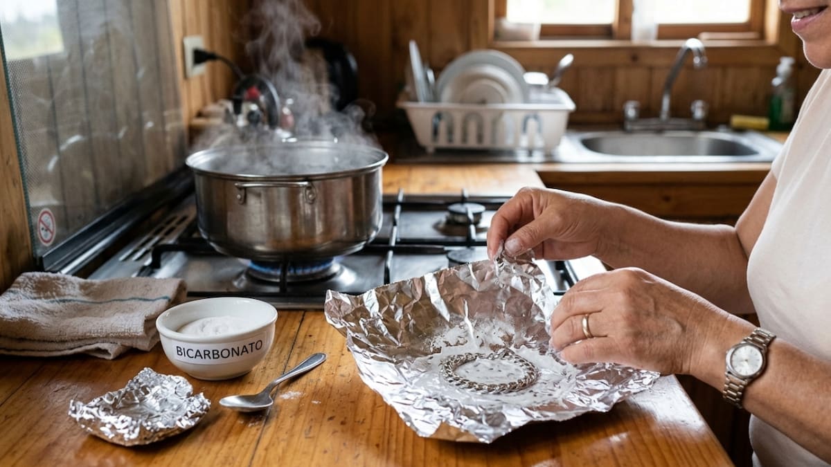 Las expertas coinciden: “Para limpiar las joyas de plata solo necesitas agua caliente, bicarbonato y un trozo de papel de aluminio”.