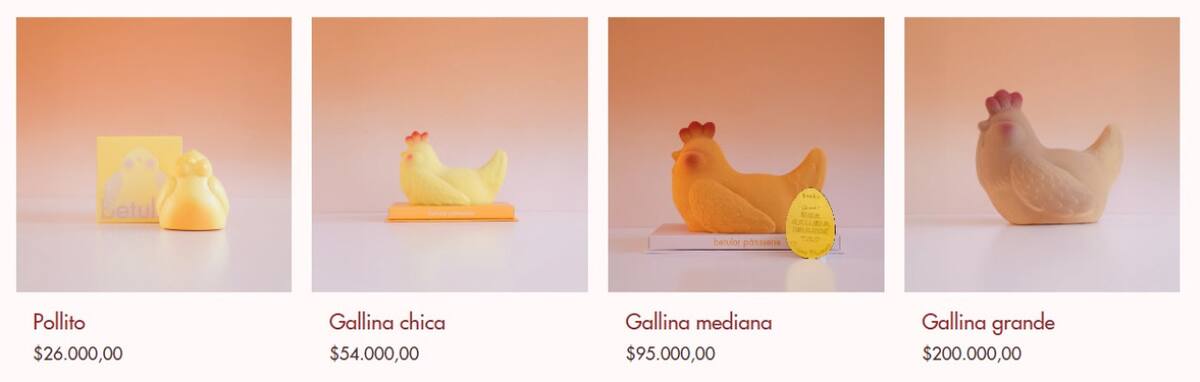 Las gallinas y los pollitos que diseño Betular Pâtisserie para Pascuas 2025. Foto: betular.com