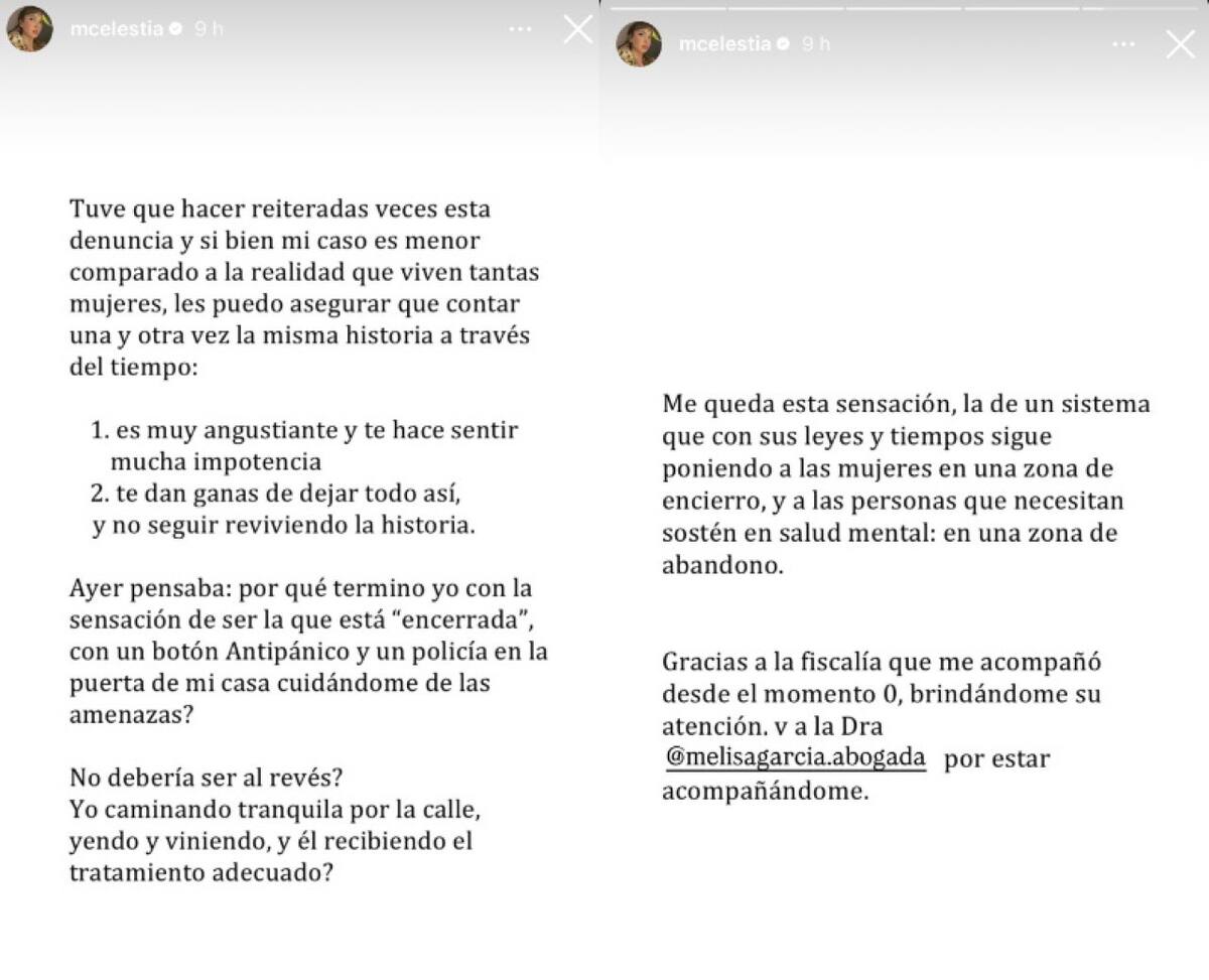 Las historias de Celeste Cid. Foto captura Instagram @mcelestia