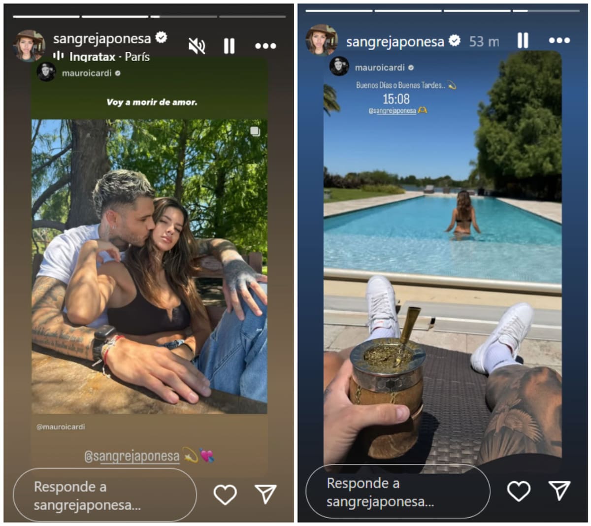 Las historias de la China Suárez blanqueando su romance con Mauro Icardi. Foto: Instagram.