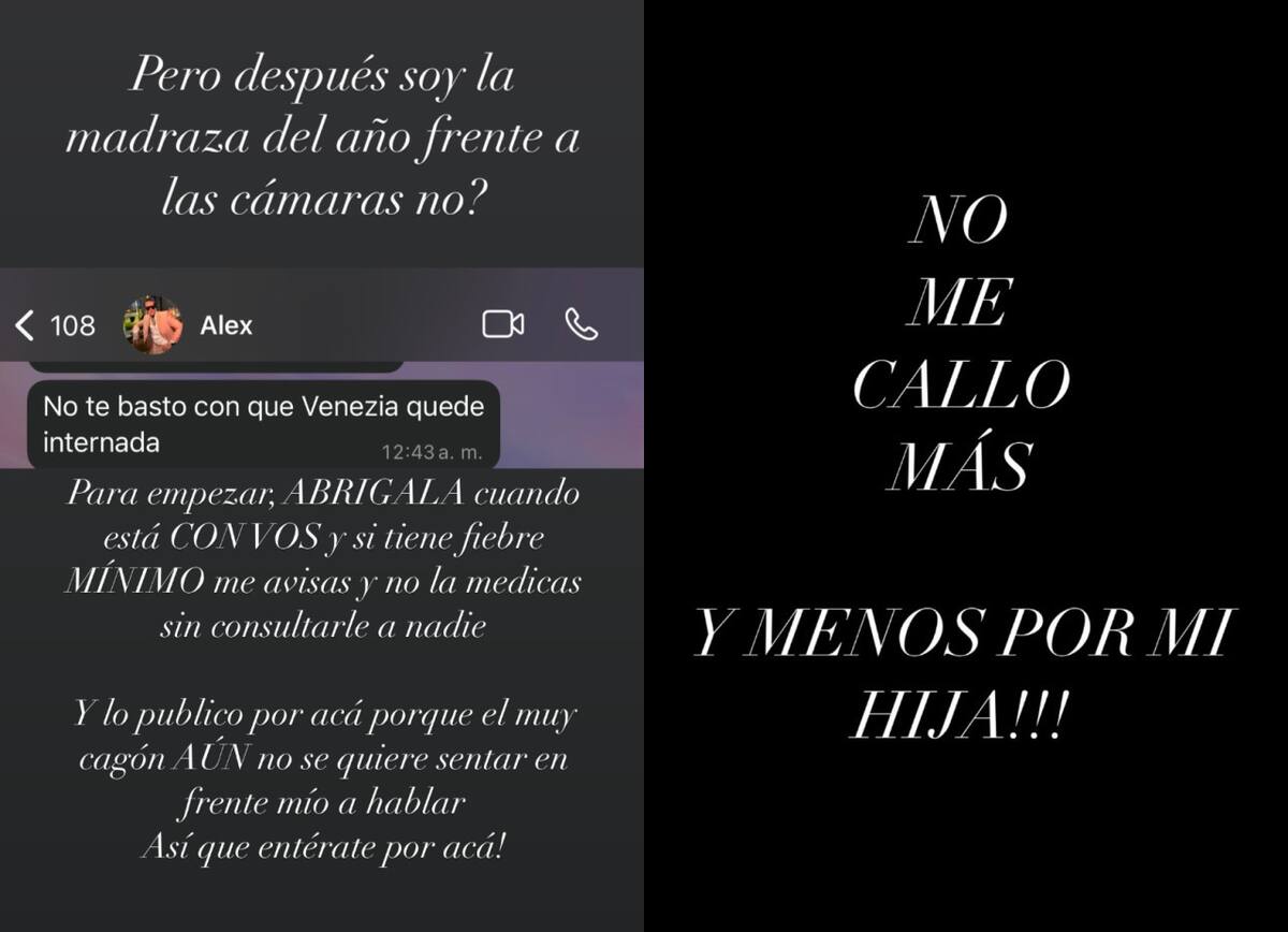 Las historias de Melody Luz contra Alex Caniggia. Fotos: Instagram @melodyluz