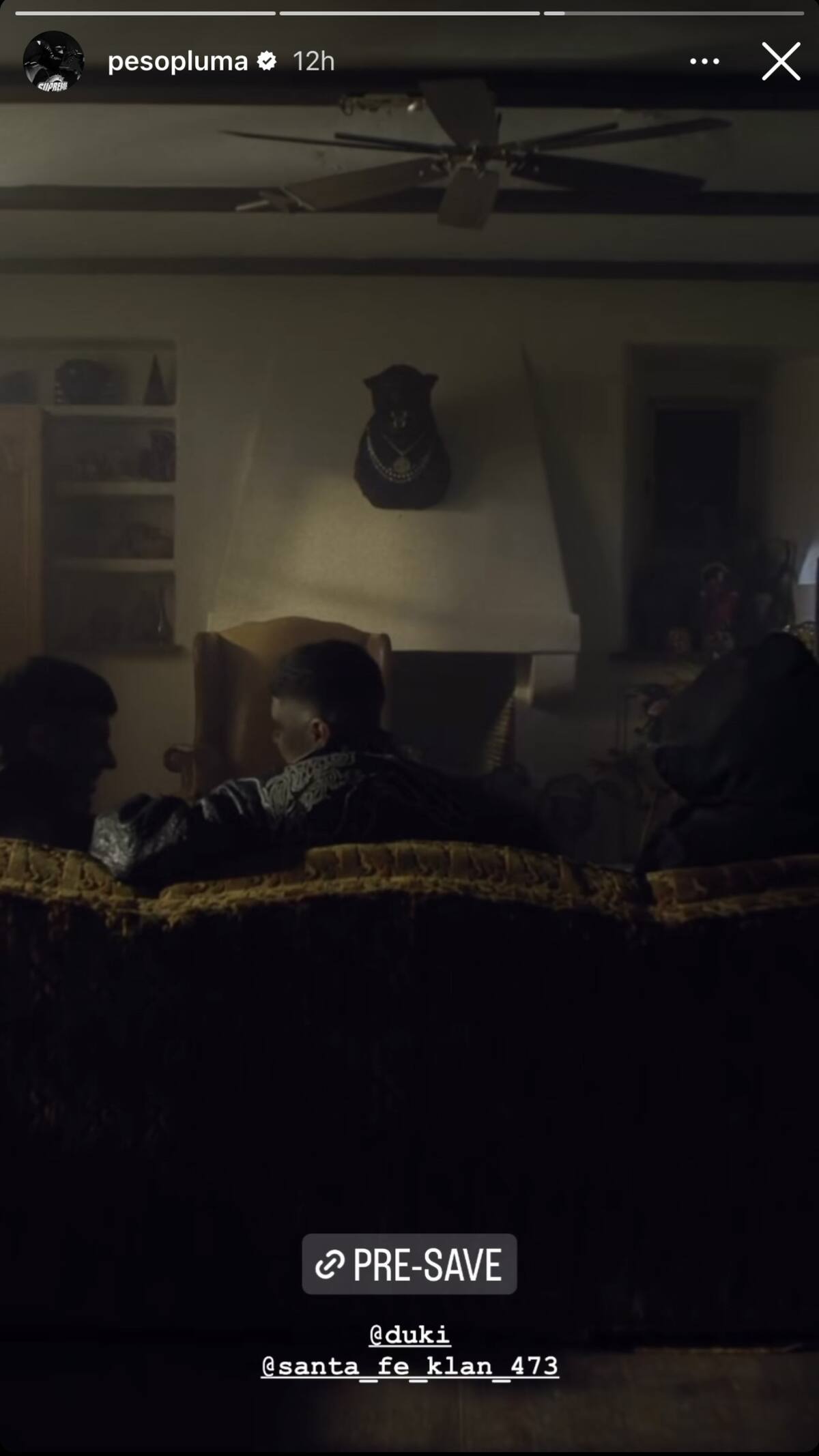 Las historias de Peso Pluma. Foto Instagram.