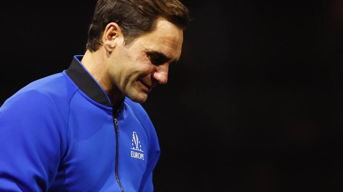 Las lágrimas de Roger Federer en su despedida. Foto: Reuters.