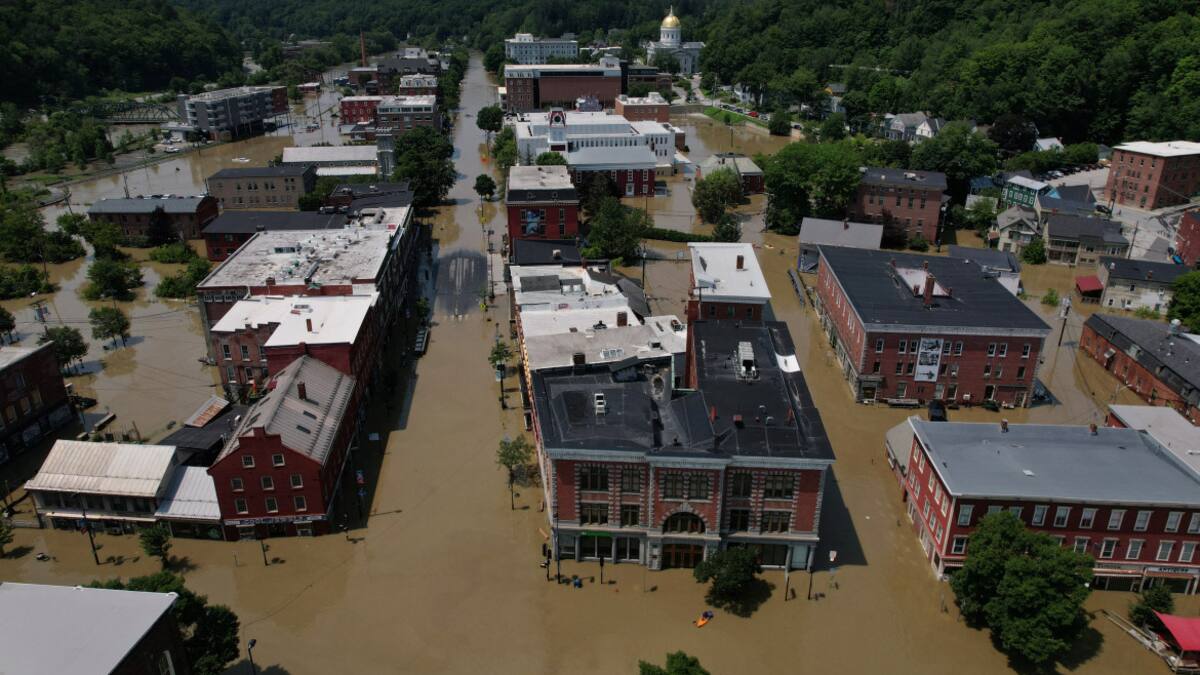 Las lluvias torrenciales provocaron inundaciones en Vermont. Foto: Reuters