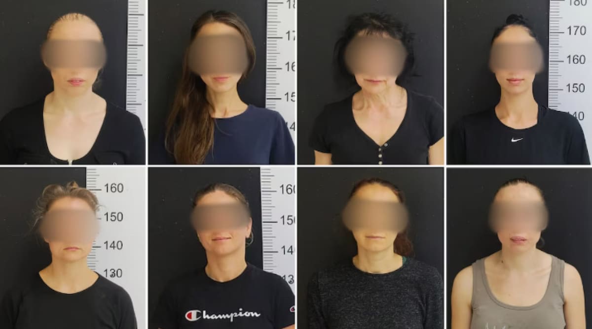 Las mujeres rusas detenidas junto al líder de la secta Ashram Shambala. Foto: Ministerio de Seguridad.