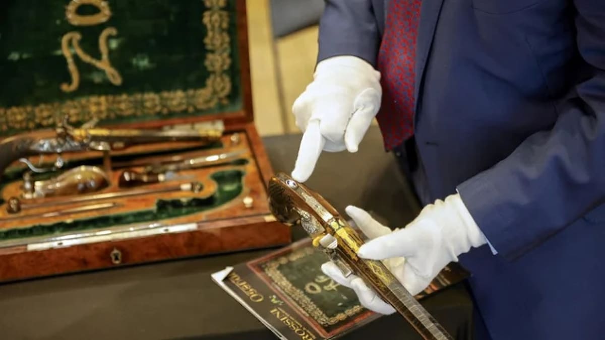 Las pistolas de Napoleón que fueron subastadas. Foto NA.