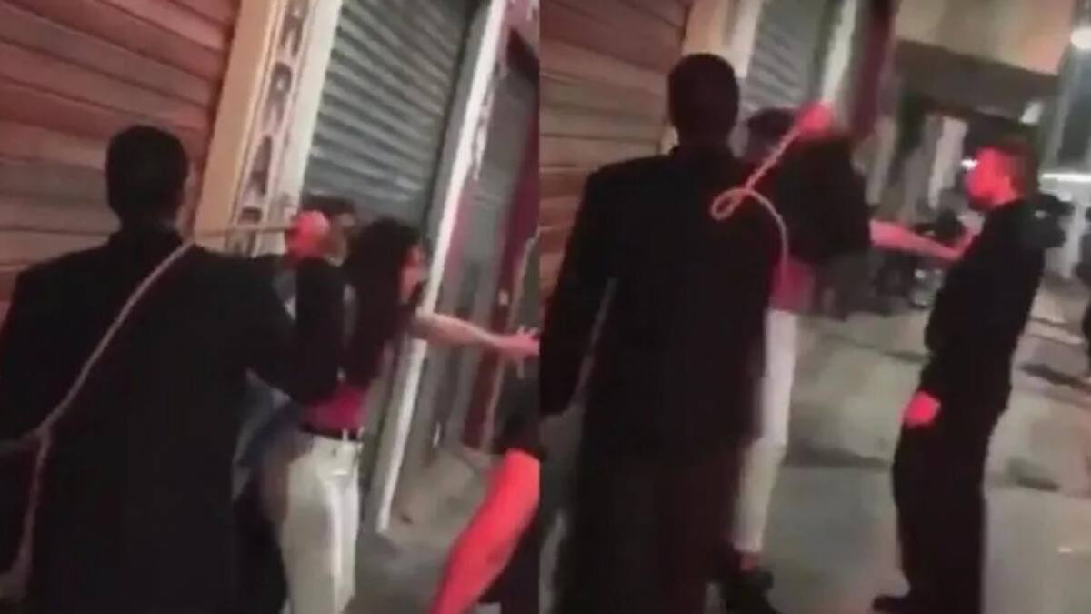 Latigazos a la salida del boliche. Foto: captura video