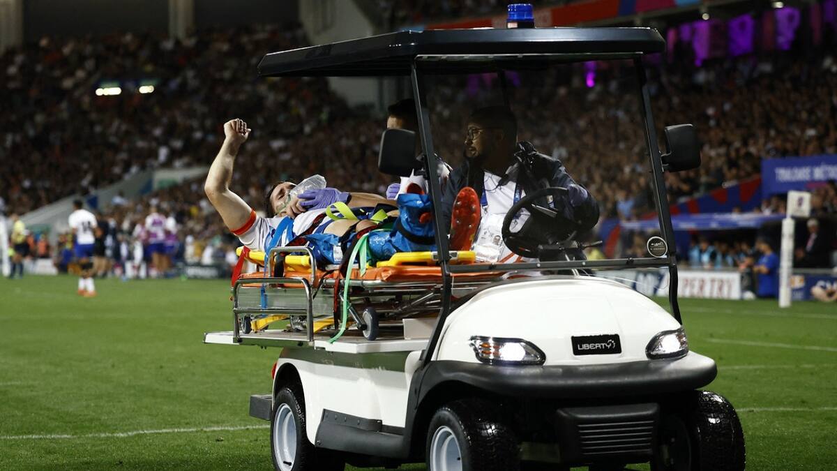Imágenes escalofriantes: un rugbier de Namibia se fracturó el tobillo en el Mundial de Rugby