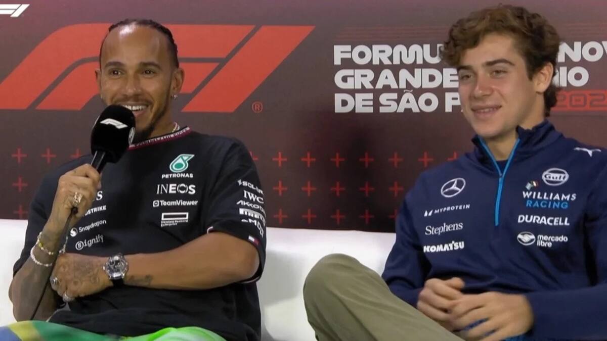 Lewis Hamilton y Franco Colapinto. Foto: NA.