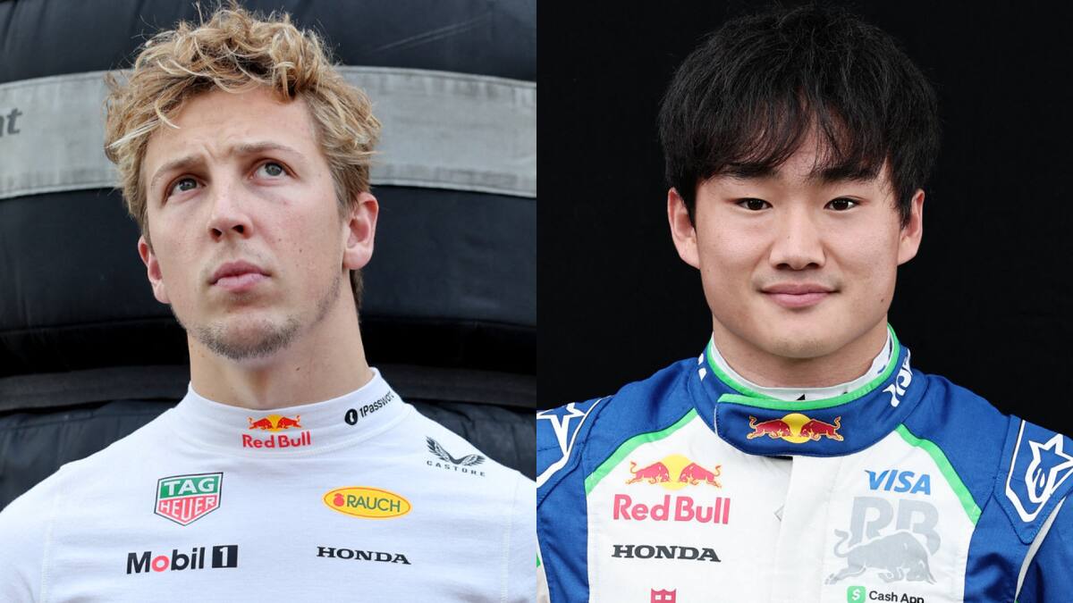 Liam Lawson y Yuki Tsunoda. Fotos: Reuters.