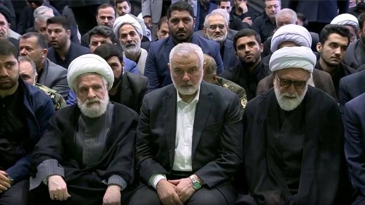 Líder político de Hamás, presente en el funeral de Raisí. Foto: Captura Reuters.