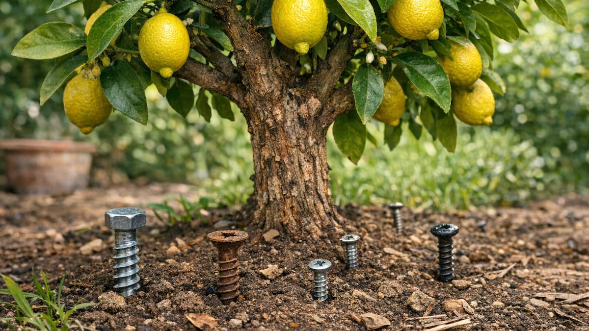 Limonero con tornillos a su alrededor.