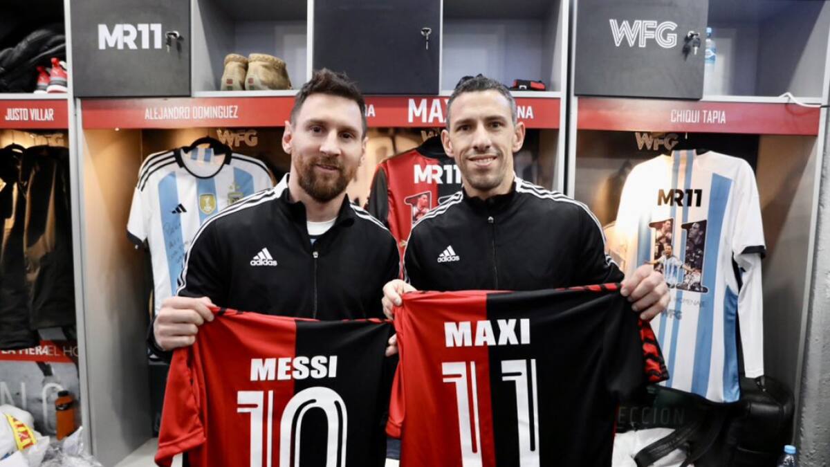 Lionel Messi dijo presente en la despedida de Maximiliano Rodríguez. Foto: NA.