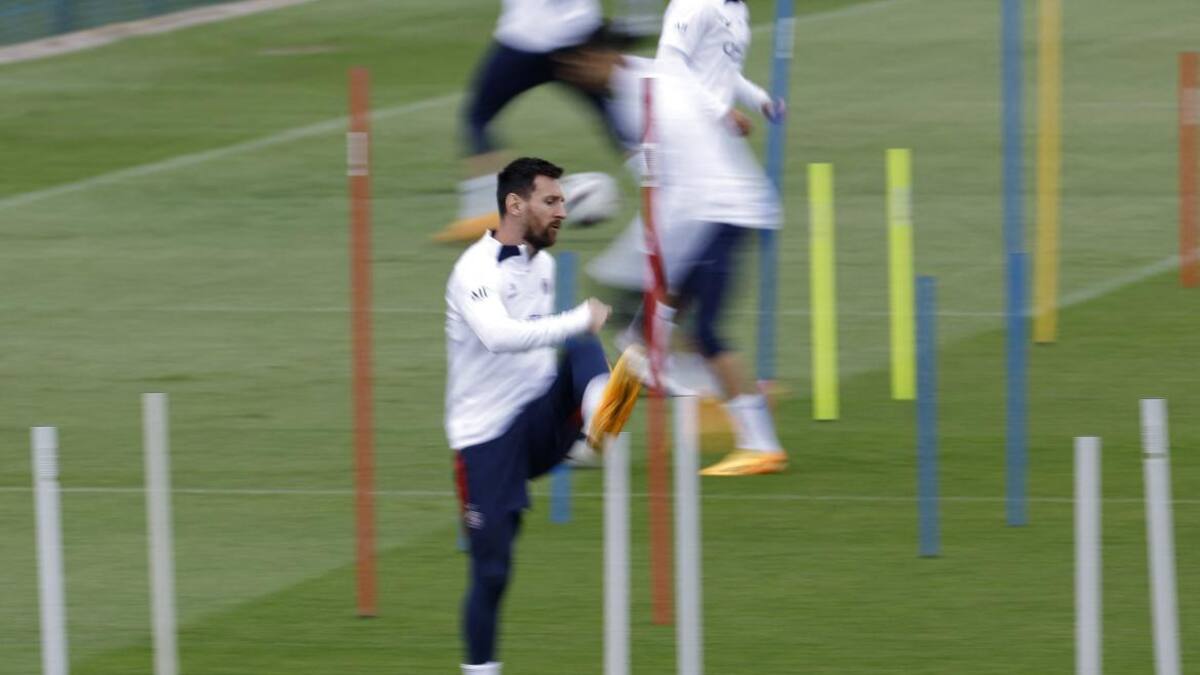 Lionel Messi en el entrenamiento del PSG. Foto: REUTERS.