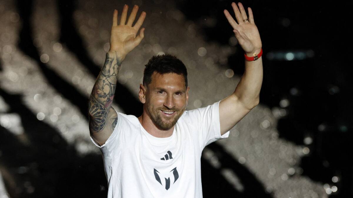 Lionel Messi en su presentación como jugador del Inter Miami. Foto: Reuters.