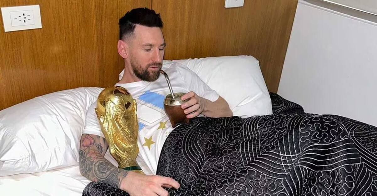 Lionel Messi tomando mate. Foto X @InterMiamiZone