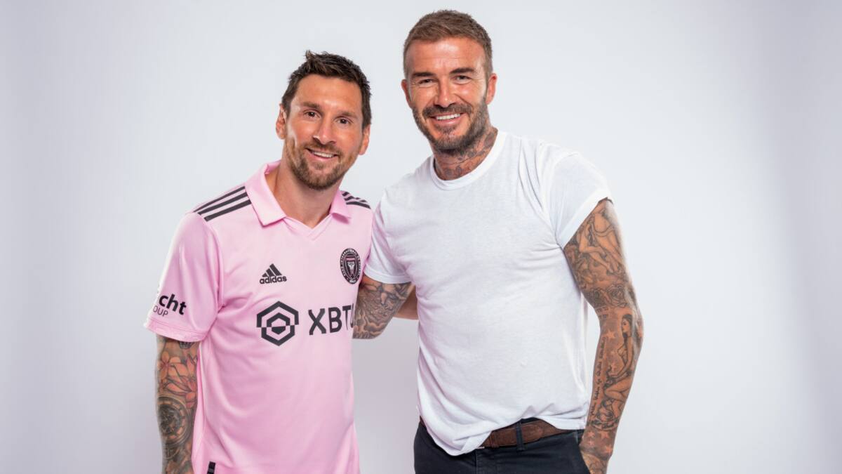 Lionel Messi y David Beckham; Inter Miami. Foto: Twitter @InterMiamiFC.