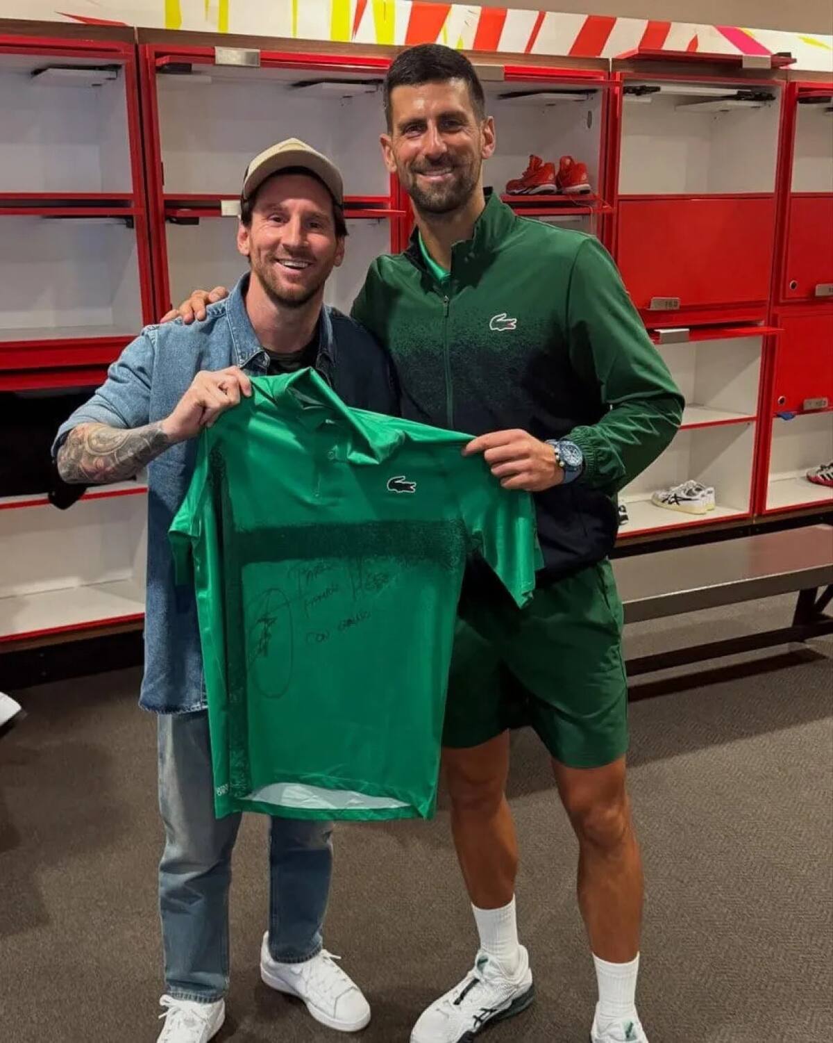 Lionel Messi y Novak Djokovic. Foto: redes sociales.