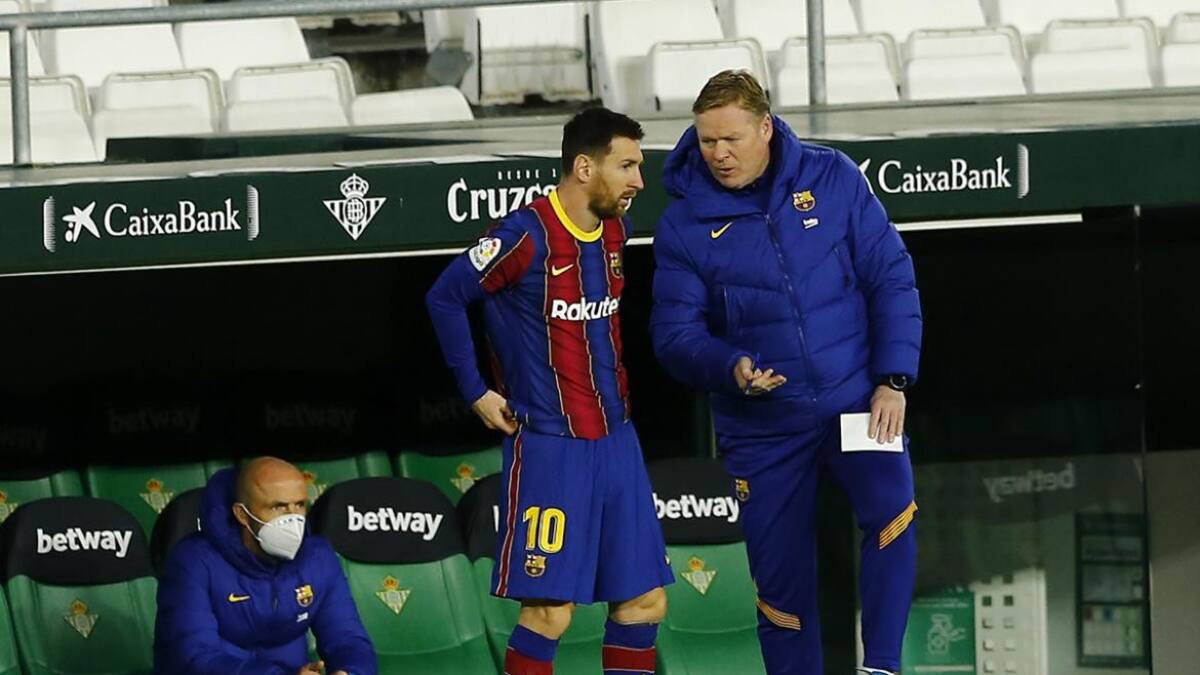 Lionel Messi y Ronald Koeman, Barcelona, Reuters