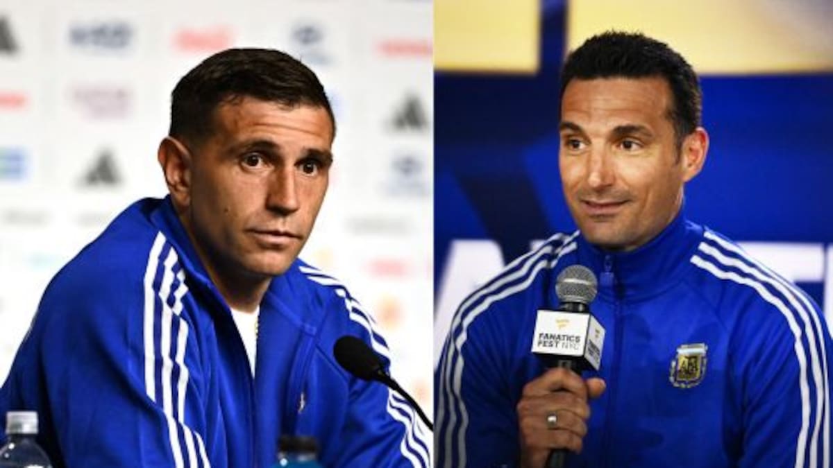 Lionel Scaloni y Dibu Martínez hablan en conferencia de prensa antes de la final ante España