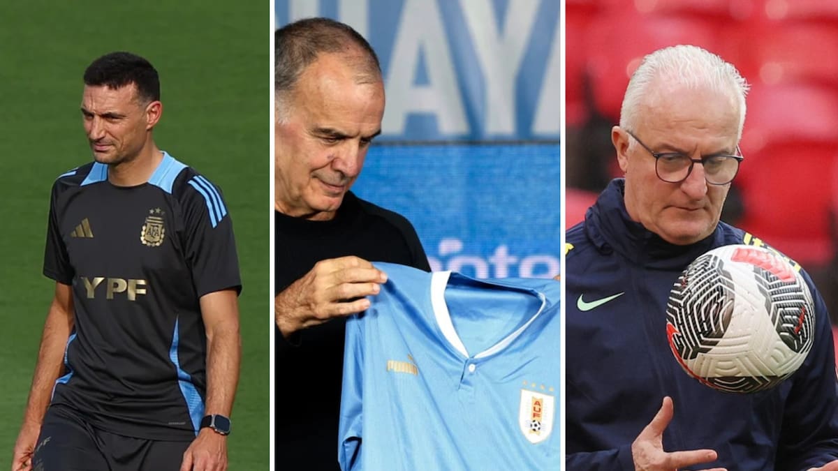 Lionel Scaloni, Marcelo Bielsa y Dorival Junior. Fotos: NA y EFE